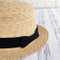 Lady Summer Panama Flat Top Straw Boater Hat with Ribbon