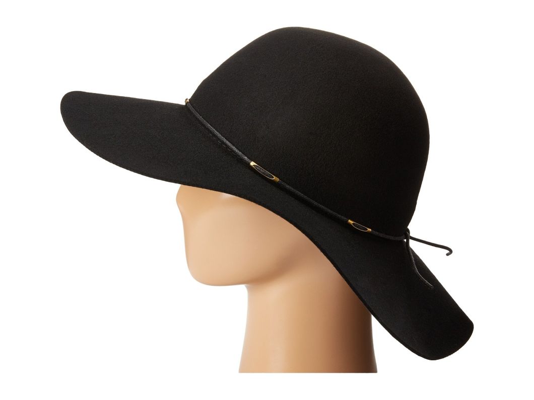 Wax Cord Hatband Wide Floppy Brim Wool Hat for Women