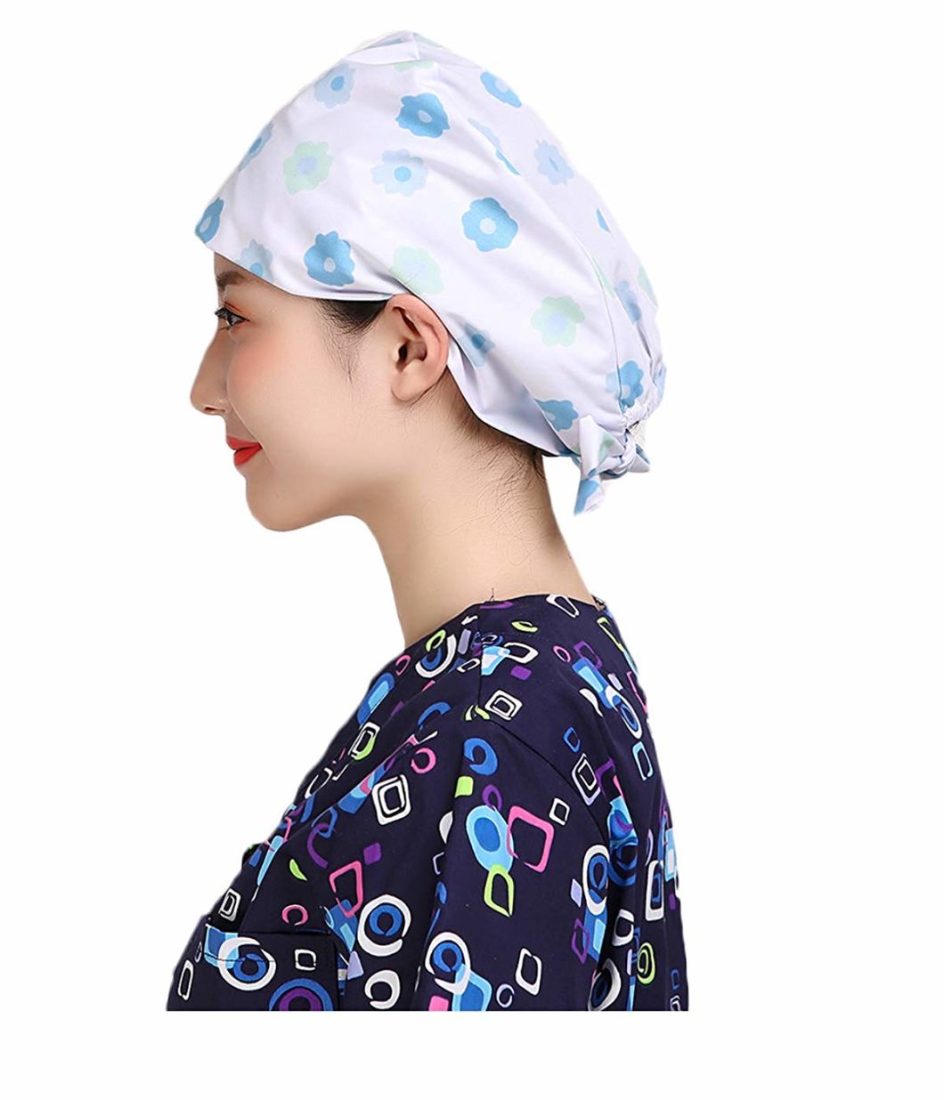 Wholesale 100% Cotton Adjustable Cord Breathable Spacious Scrub Hat