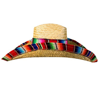 Cowboy Multi-Color Mexico Straw Mini Sombrero Hat with Wide Brim
