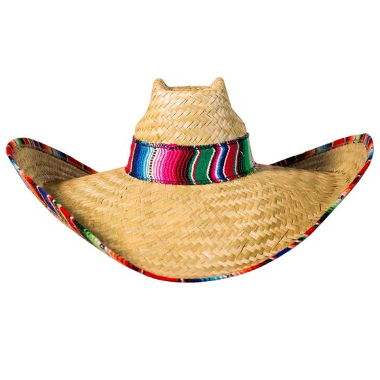 Cowboy Multi-Color Mexico Straw Mini Sombrero Hat with Wide Brim