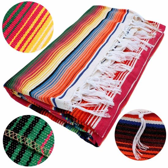 Wholesale Custom Large Square Cotton Mexican Blanket for Party Decorations Tablecloth