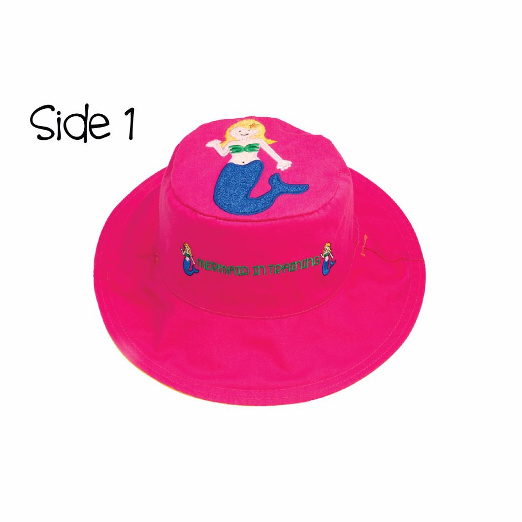 Polyester Embroidered Reversible Kids Sun Protection Bucket Sexy Girls Hat