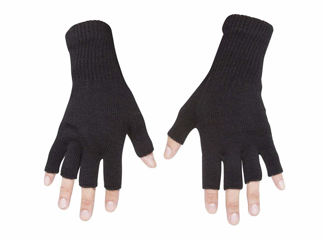 BSCI Audit Acrylic Winter Warm Half-Finger Stretchy Sport Knit Gloves