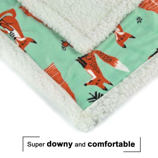 Wholesale Custom Rolled up 100% Polyester Plush Backing Sherpa Throw Fleece Baby Blanket for Toddler Baby Children