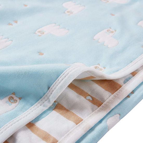 Wholesale Custom Toddler Baby Kid 100% Organic Cotton Muslin Blanket with Reversible Alpaca Printed Design