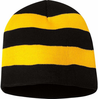 Custom Winter 100% Acrylic Rugby Football Fan Striped Beanie Hat