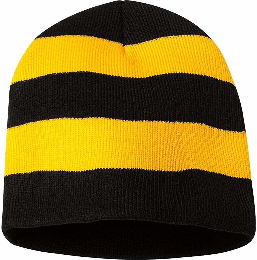 Custom Winter 100% Acrylic Rugby Football Fan Striped Beanie Hat