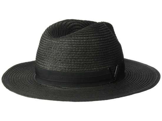 Double Grosgrain Hatband Pinched Crown Panama Straw Hat