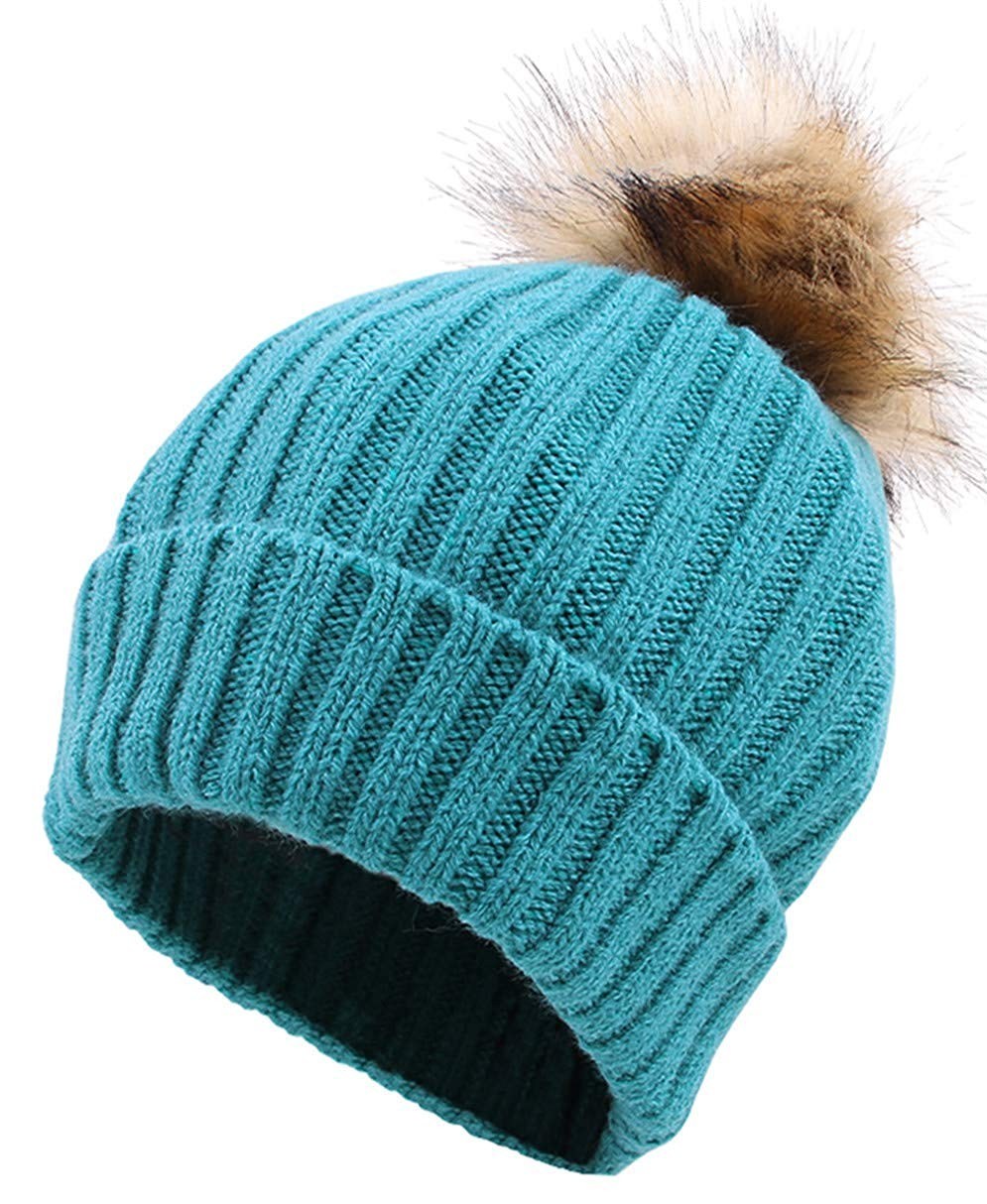 Acrylic Unisex Winter Warm Chunky Slouchy Beanie Knit Hat Woman Sex with POM POM