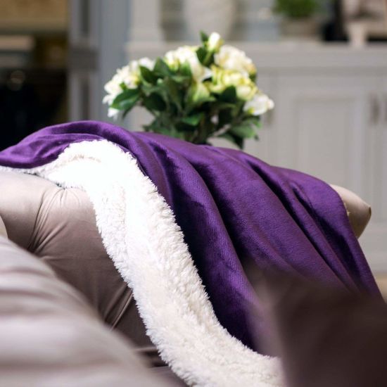 Microfiber Fuzzy Soft Sherpa Fleece Blanket Purple Plush Throw Blanket