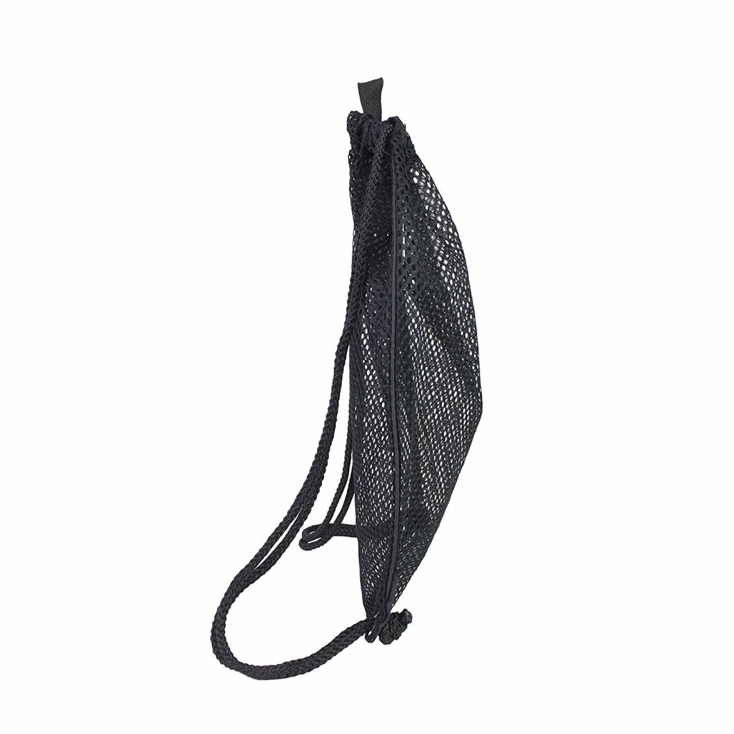 Custom Man Women Breathable Polyester Mesh Drawstring Bag with Cinch-Able Closure for Sports Poolside Beach