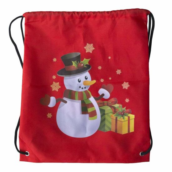 Wholesale Nylon Durable Printing Folding Christmas Drawstring Bag Santa Gifts Sack Backpack