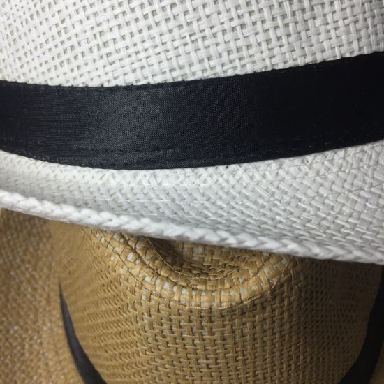 Paper Straw White Custom Panama Chapeau Men′s Sombrero Fedora Hat with Ribbon