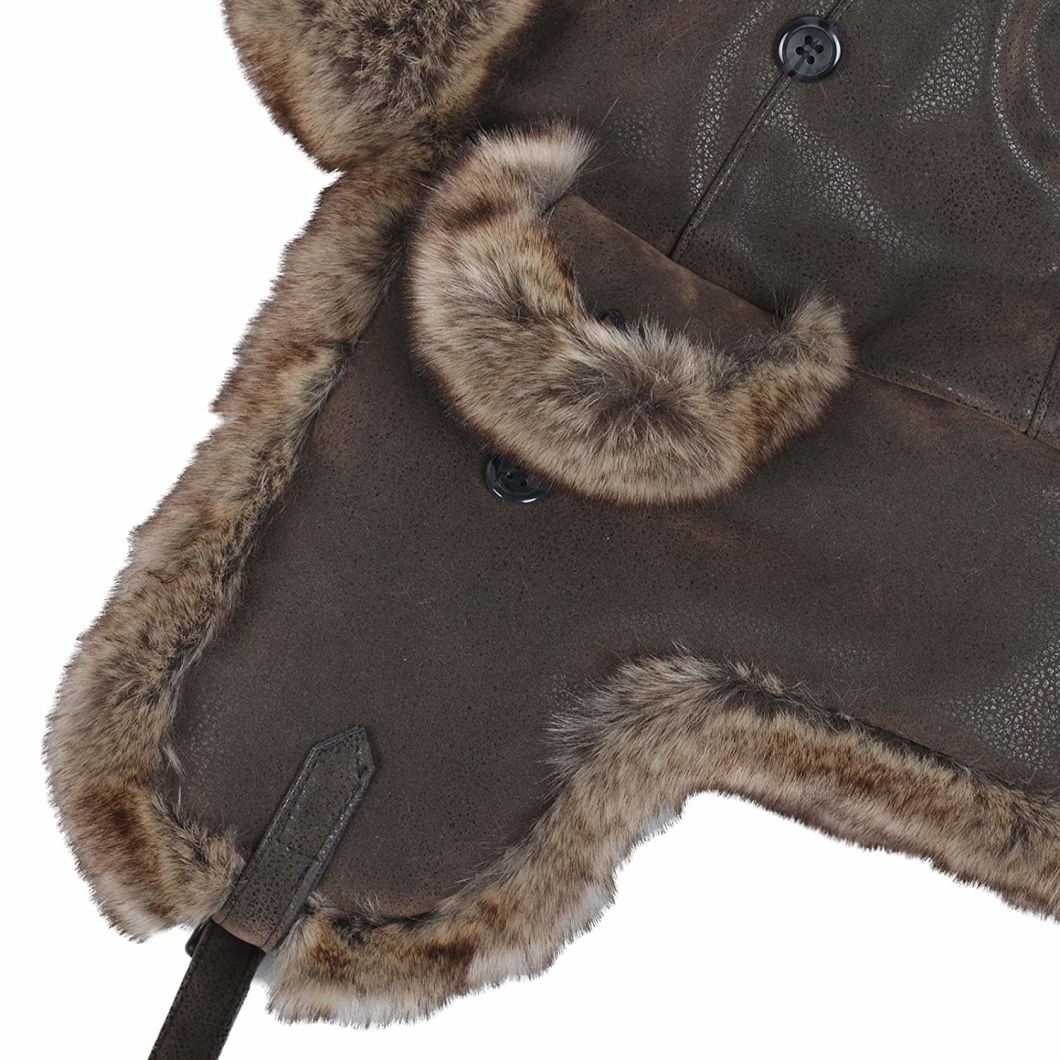 Winter Trapper Pilot Aviator Knit Russian Ushanka Leather Bomber Hat