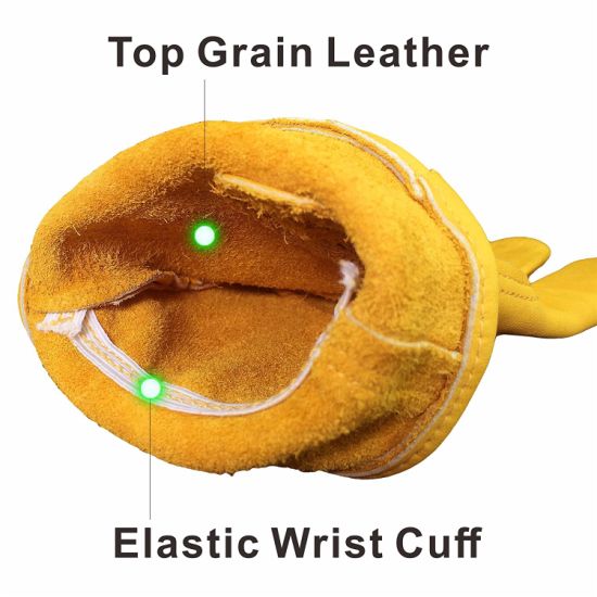 BSCI Audit 100% Leather Gloves Working with Elastic Wrist Cotton Lining