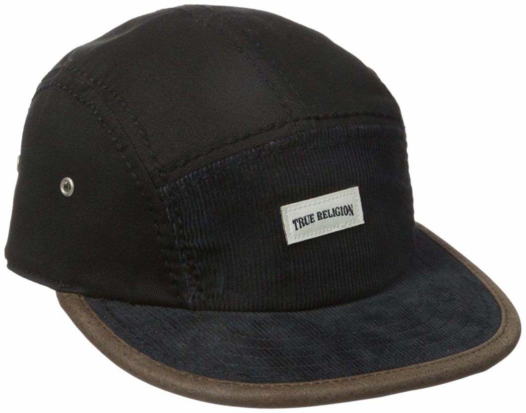 BSCI Audit Leather Strap Snapback Corduroy 5 Panel Cap with Leather Patch