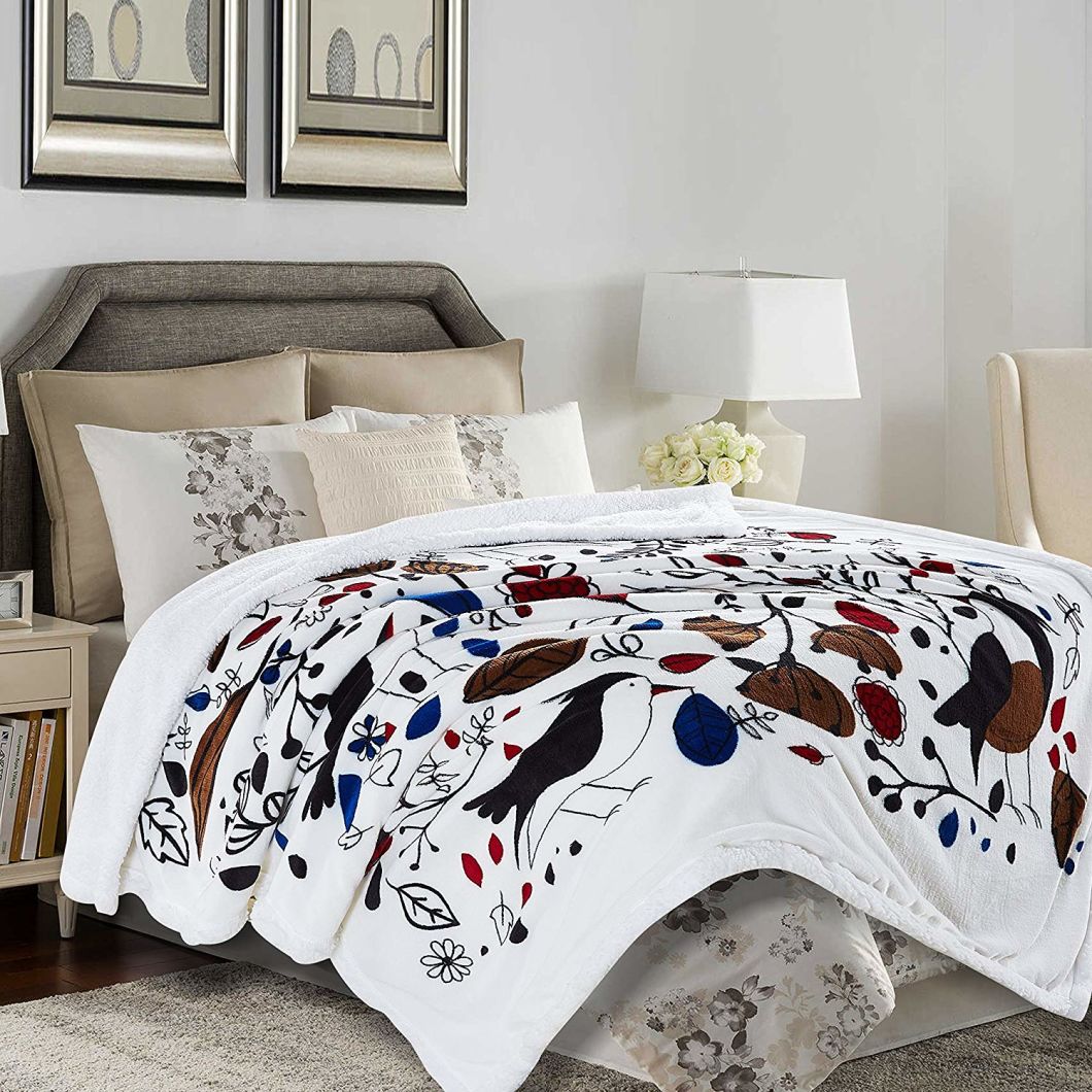 Wholesale Custom Plush Sherpa Fabric Print Blanket Fleece Super Soft
