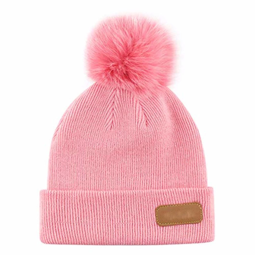Children Winter Warm Beanie Knitted POM POM Baby Fur Hat