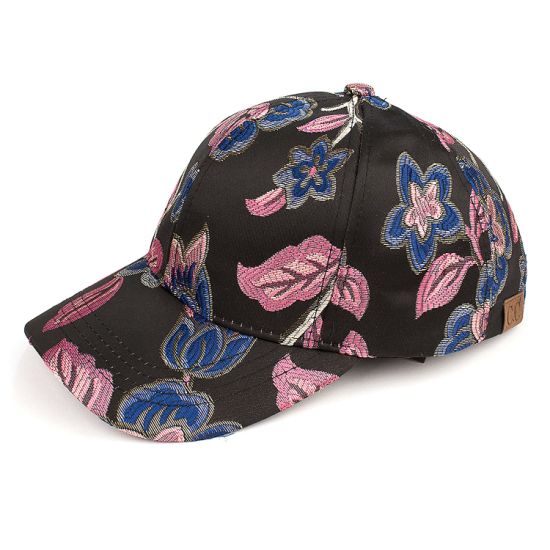 Polyester Printed Baseball Cap Flower Pattern with Curved Brim