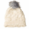 100% Acrylic Winter Warm Ribbed Edge Beanie Knitted Slouchy Pompoms Fur Hat