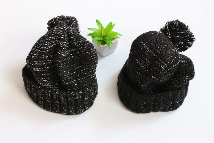 100% Beanie Winter Warm Knit Custom Striped Baggy Beanie Hat
