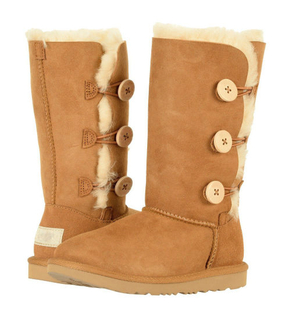 Sedex Audit Three Buttons Warm Sheep Wool Ladies with The Fur of Raccoon Long Boots