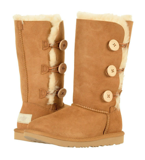 Sedex Audit Three Buttons Warm Sheep Wool Ladies with The Fur of Raccoon Long Boots