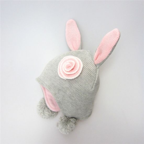 Fashion Acrylic Winter Hats Baby Girl Beanie with Ear Flap