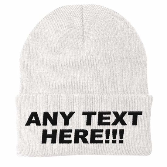 100% Acrylic Knitted Custom Beanie Hat with Designed Embroidered Logo