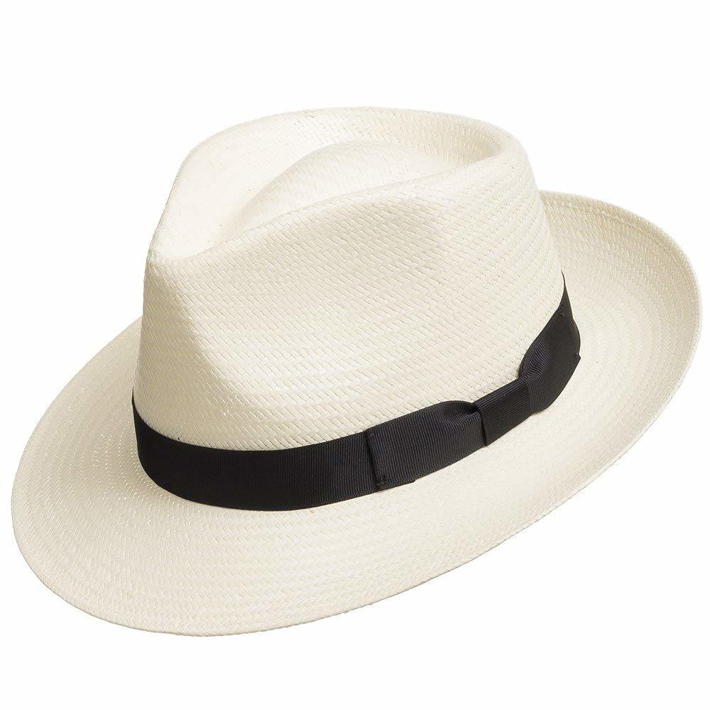 Classic Fedora Straw Hat Panama with Removable Exotic Feather