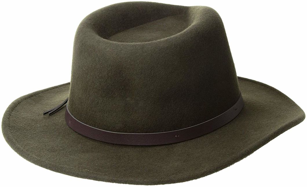 Wholesale Wool Felt Classic Men's Crushable Felt Outback Cowboy Hat Feather