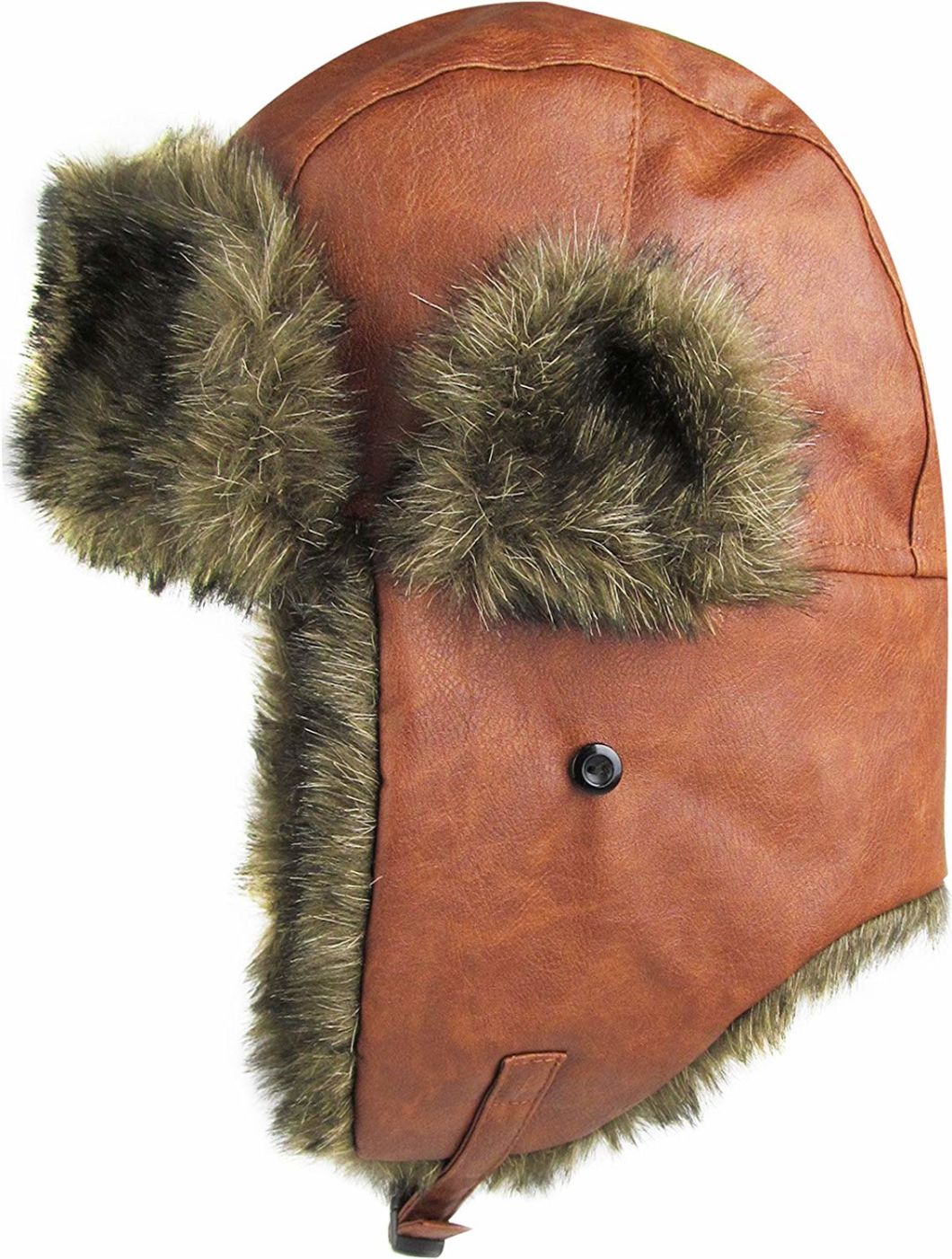 Winter Trooper Leather Trapper Hunting Hat Ushanka Fur Aviator Hat