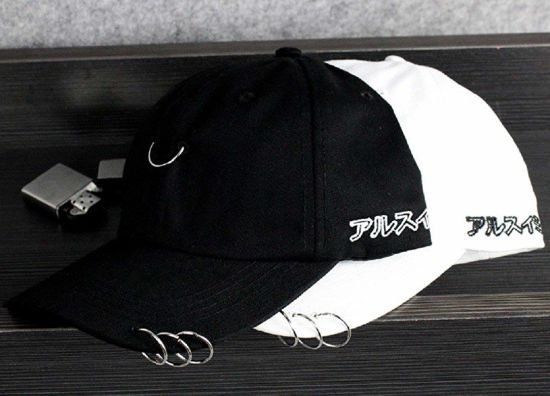 Unisex Adjustable Silver Ring Piercing Rock Cotton Korean Baseball Cap