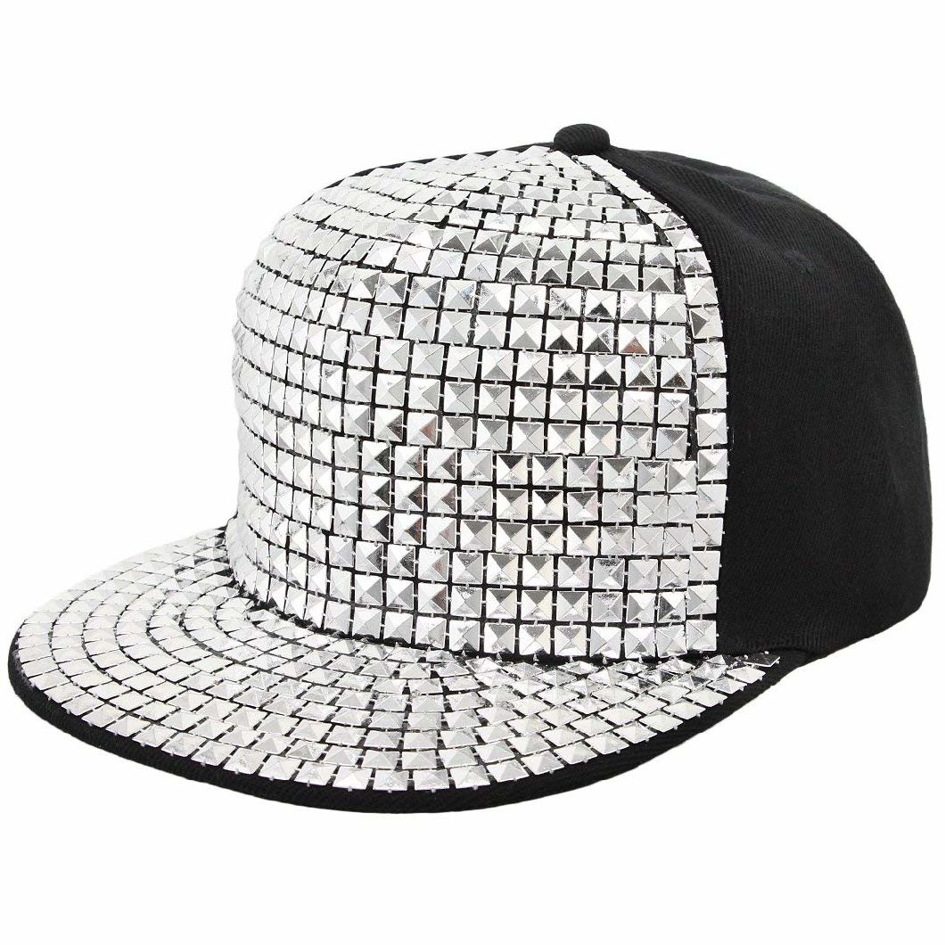 BSCI Audit Kid Polyester Shiny Reflective Cap Hip-Hop Sequins Snapback