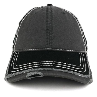 Custom Unisex Adjustable Black Distressed Cotton Baseball Type Washed Cap