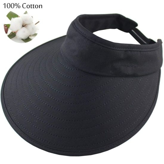 BSCI Audit 100% Cotton UV Protection Wide Brim Visor with Elastic Buckle