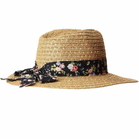 Fashion Fedora Paper Straw Women Summer Hat with Patterned Hatband