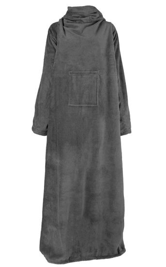 Super Soft Warm Polyester Fleece Throw Blanket with Sleeves Pocket