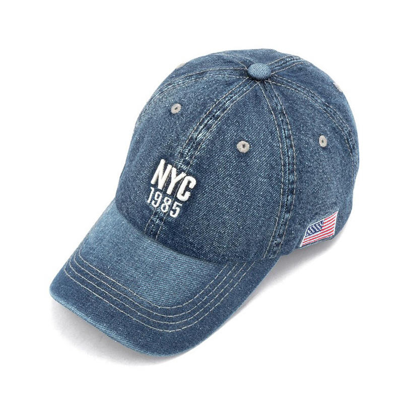 Embroidered 6-Panel Promotional Cotton Adjustable Sports Denim Cap Baseball
