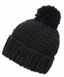 Soft Warm Beanie Chunky Knit Hat with Faux Far POM POM