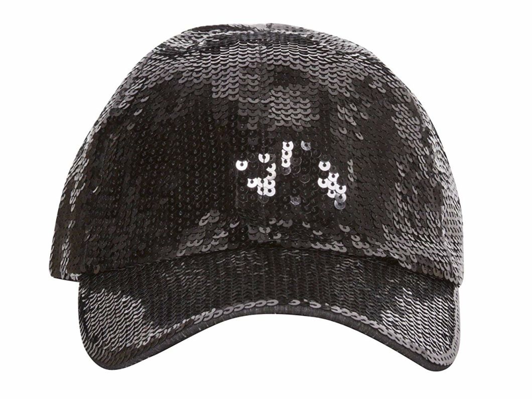 100% Polyester Adjustable Curved Bill Baseball Sequin Hat Wholesale