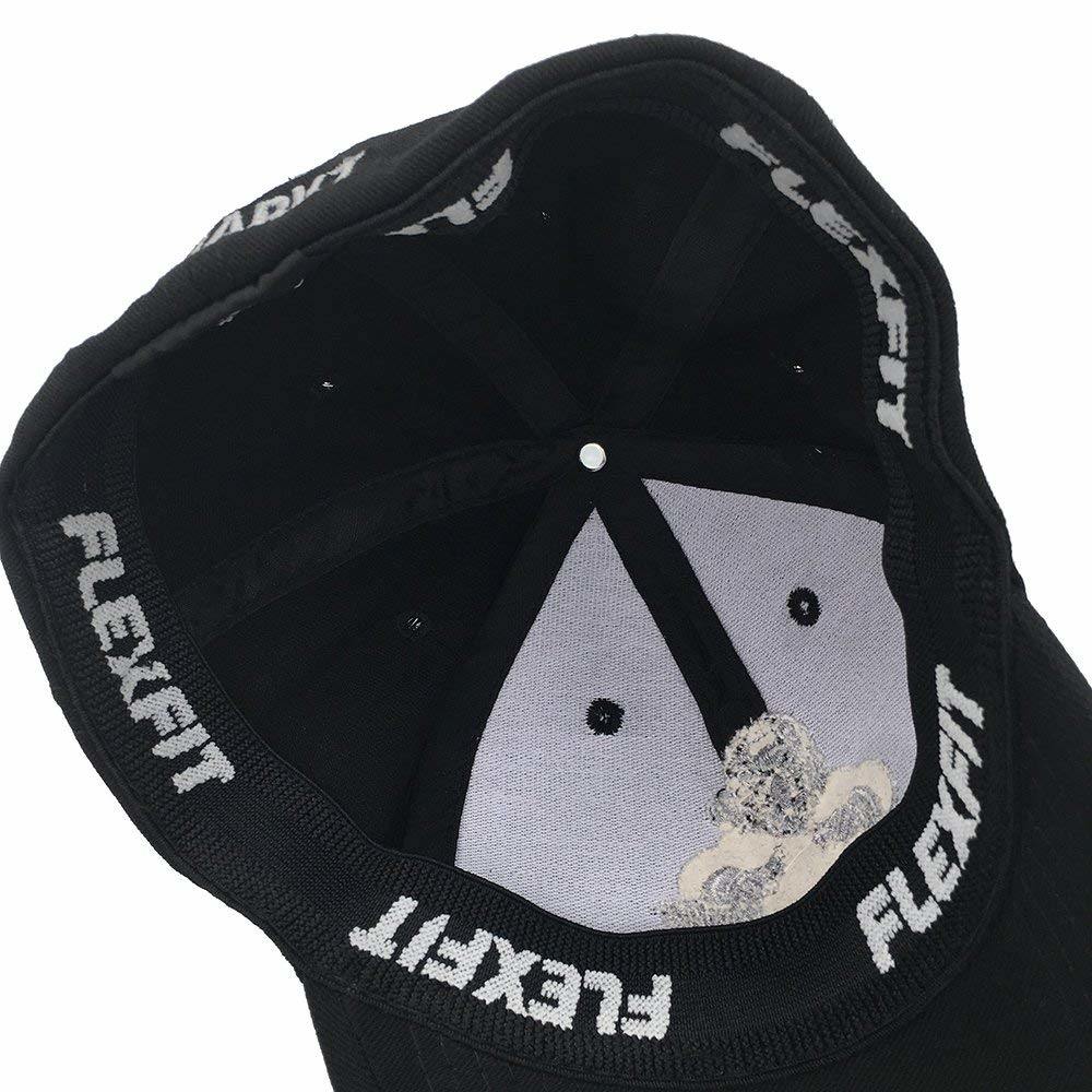 100% Cotton 6-Panel Black Baseball Cap with Elastic Band