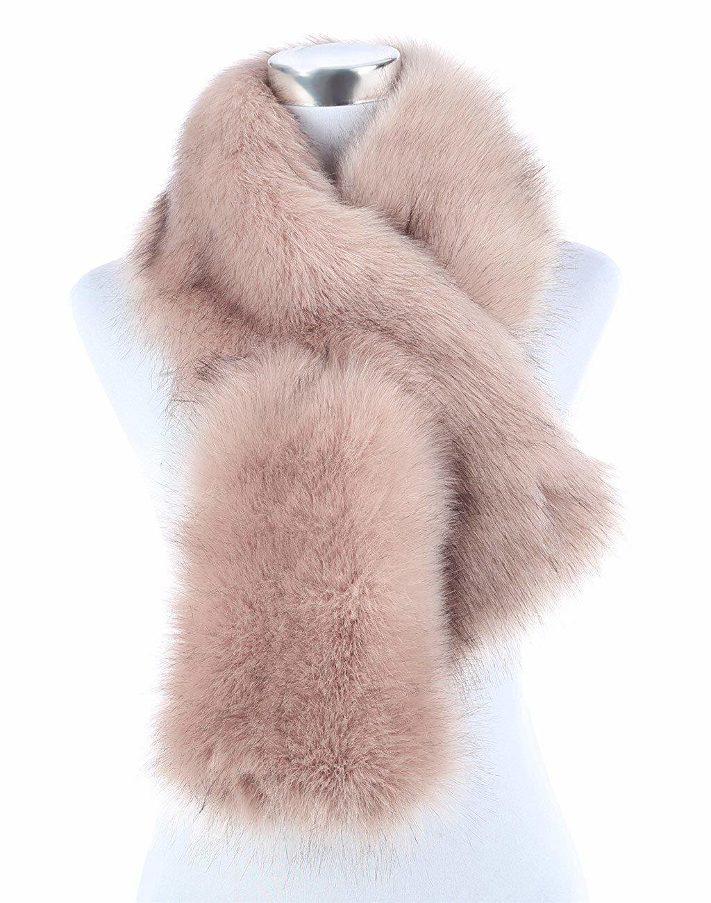 BSCI Audit Custom Women Warm Pink Scarf Ladies Fox Fur Scarf