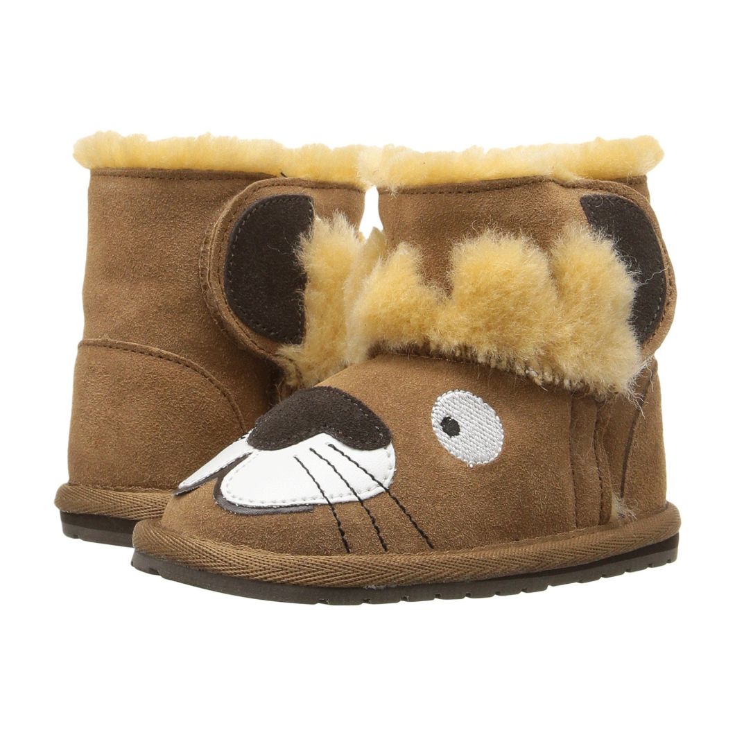 Sedex Audit Winter Cute Lion Animal Cartoon Wool Fur Snow Boots for Kids and Children