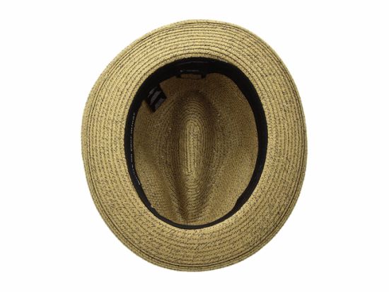 Dent Crown Straw Cowboy Hat with Ribbon Striped Pattern Hatband