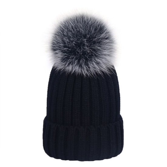 Winter Warm Beanie Knitted POM POM Hat Fur for Women