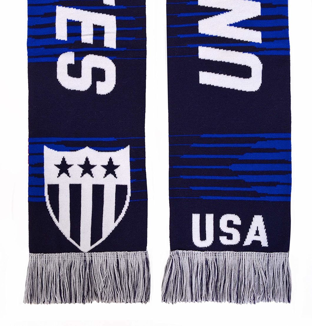 Sedex Audit 100% Acrylic Football USA Fan Scarf Double-Sided Knit Soccer Scarf