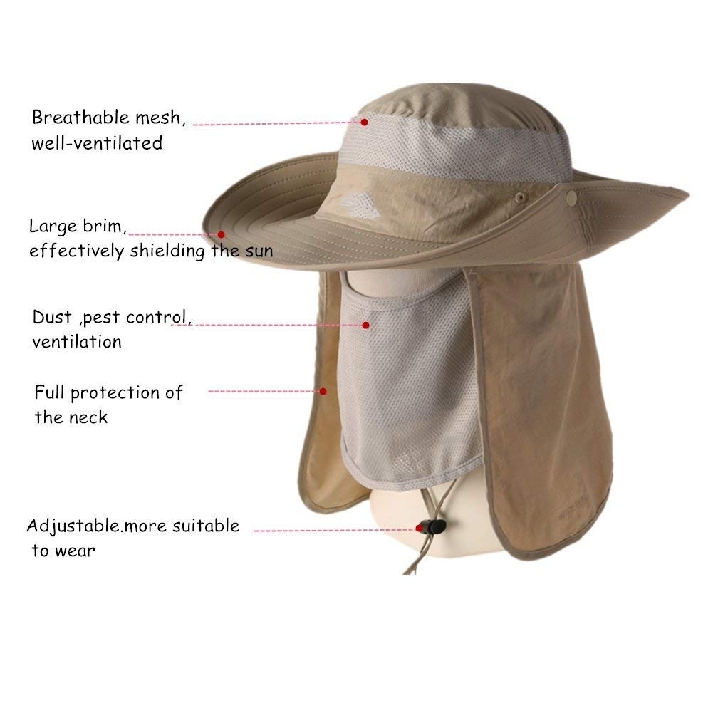 Nylon Sun Protection Summer Outdoor Fishing Hat with Neck Flap
