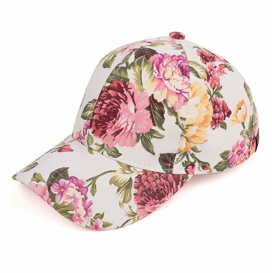 Polyester Printed Baseball Cap Flower Pattern with Curved Brim